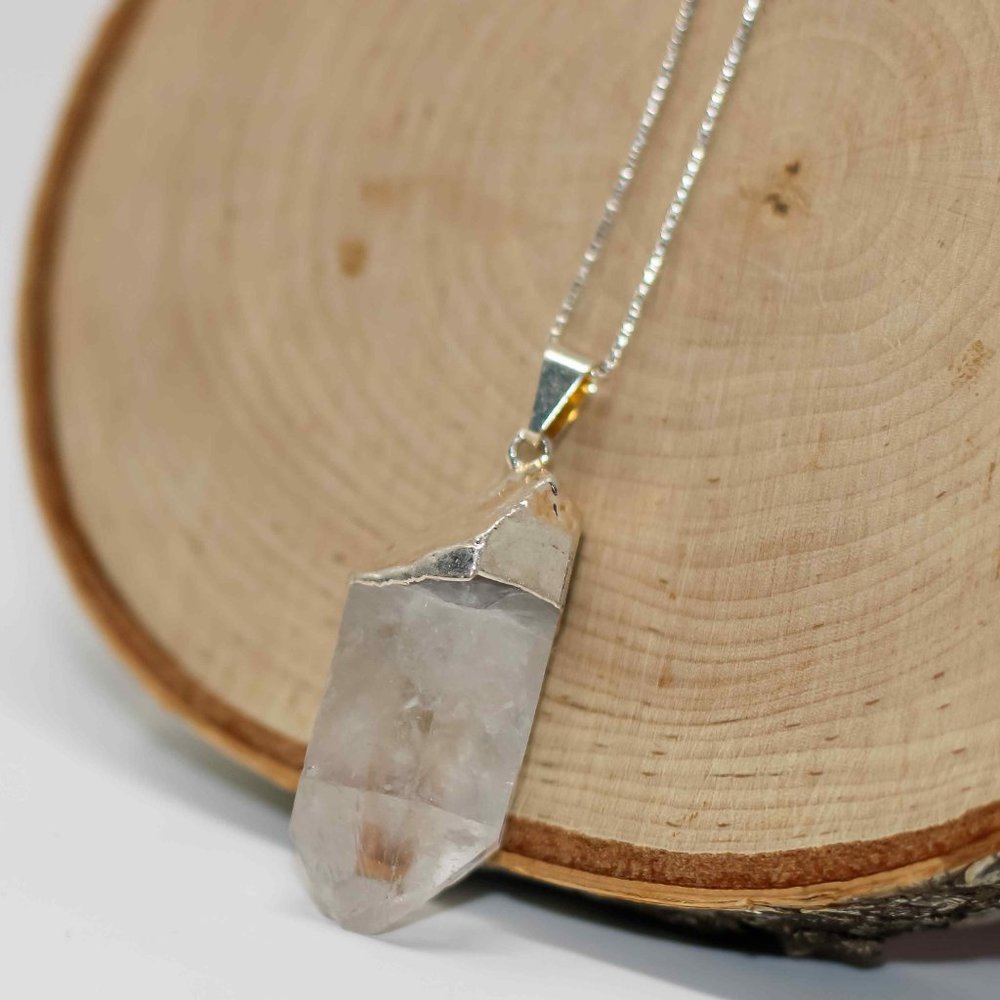 Natural Quartz Crystal Necklace Raw Crystal Jewelry with 925 Silver Chain